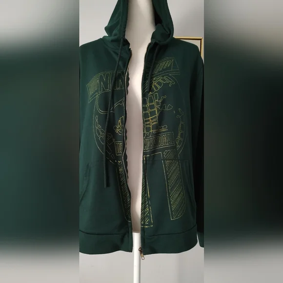 Unbranded Jacket Unixex Green With Hoodie Zipper Front Medium Pockets Good Co - Picture 6 of 6